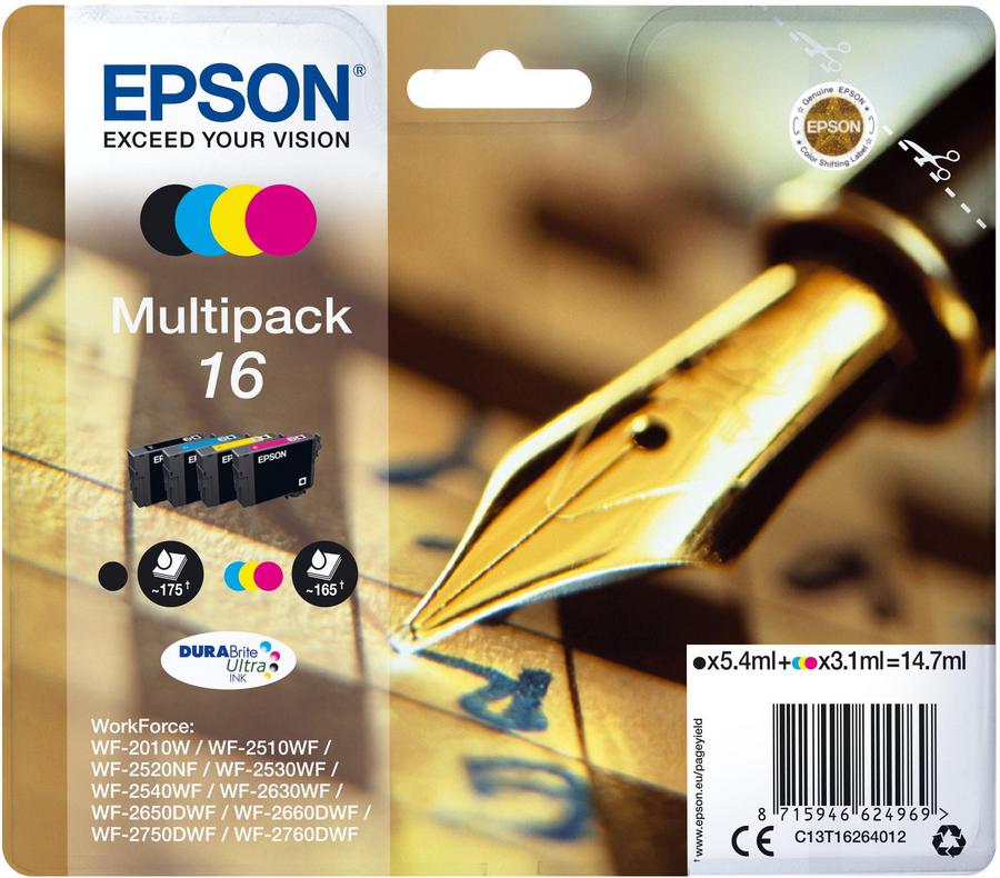 Cartouche d'encre Epson Multipack Stylo à plume - C13T16264012 - 4 couleurs - le pack