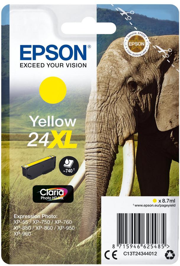 Cartouche d'encre Epson 24XL - C13T24344012 - jaune - l'unité