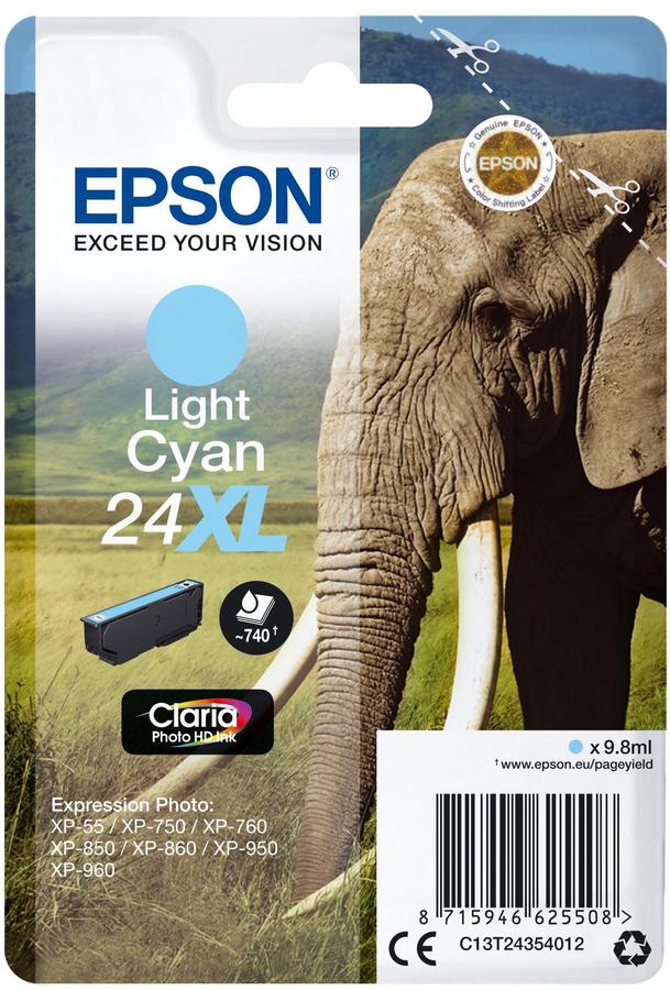 Cartouche d'encre Epson 24XL - C13T24354012 - cyan clair - l'unité