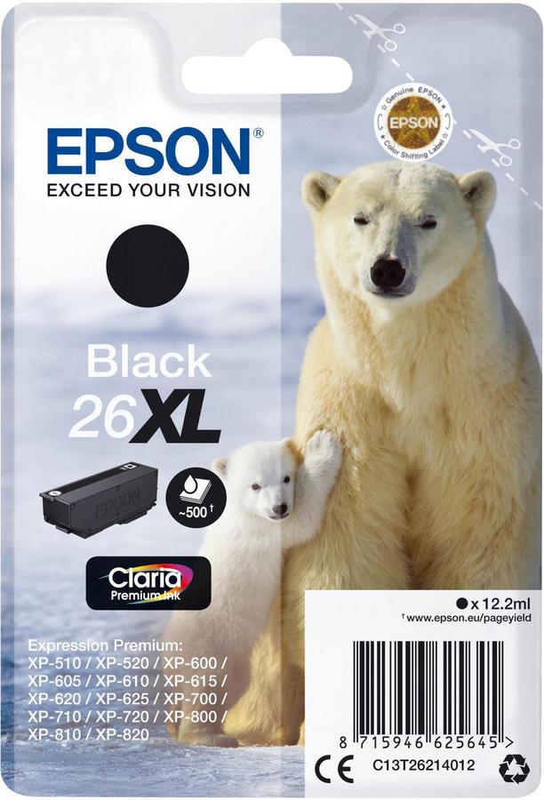 Cartouche d'encre Epson Ours Polaire C13T26214012 - Claria Premium XL - noir - l'unité