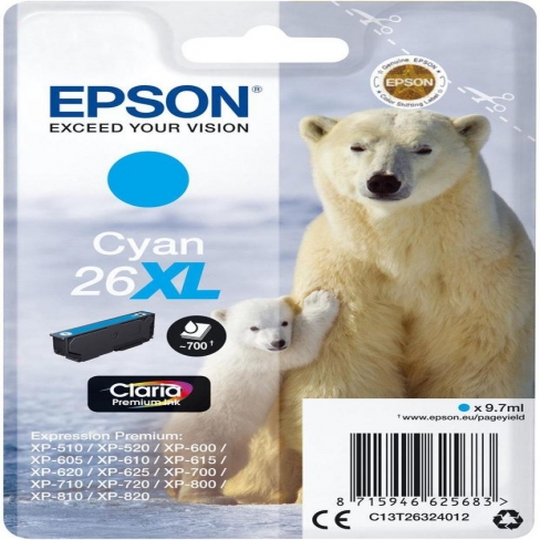 Cartouche d'encre Epson Ours Polaire C13T26324012 - Claria Premium XL - cyan - l'unité