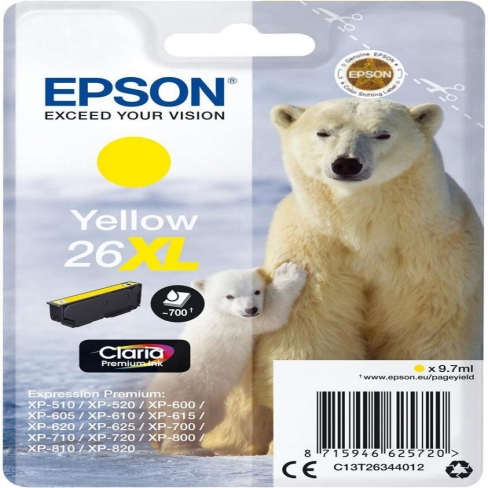 Cartouche d'encre Epson Ours Polaire C13T26344012 - Claria Premium XL - jaune - l'unité