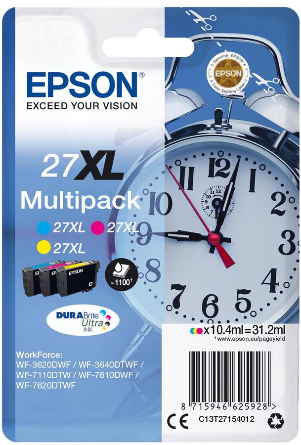 Cartouche d'encre Epson Multipack Réveil - 27XL - C13T27154012 - 3 couleurs - le pack
