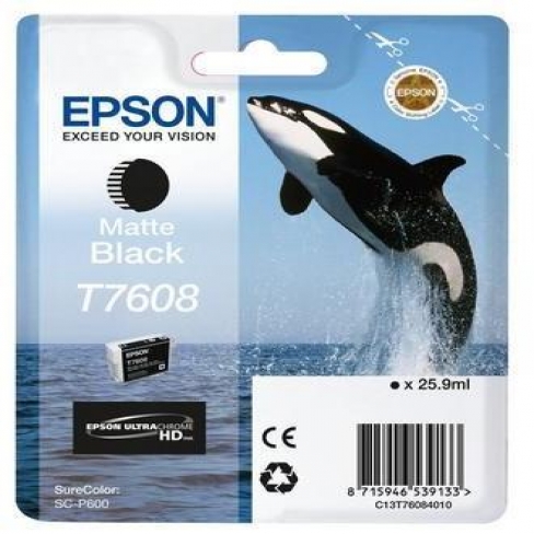 Cartouche d'encre Epson Orque T7608 - C13T76084010 - noir mât - l'unité