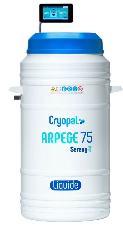 Cryoconservateur liquide Arpege 75 + SB SERENYT BOX Indicateur niveau/T°, remplissage auto, kit de dégazage
