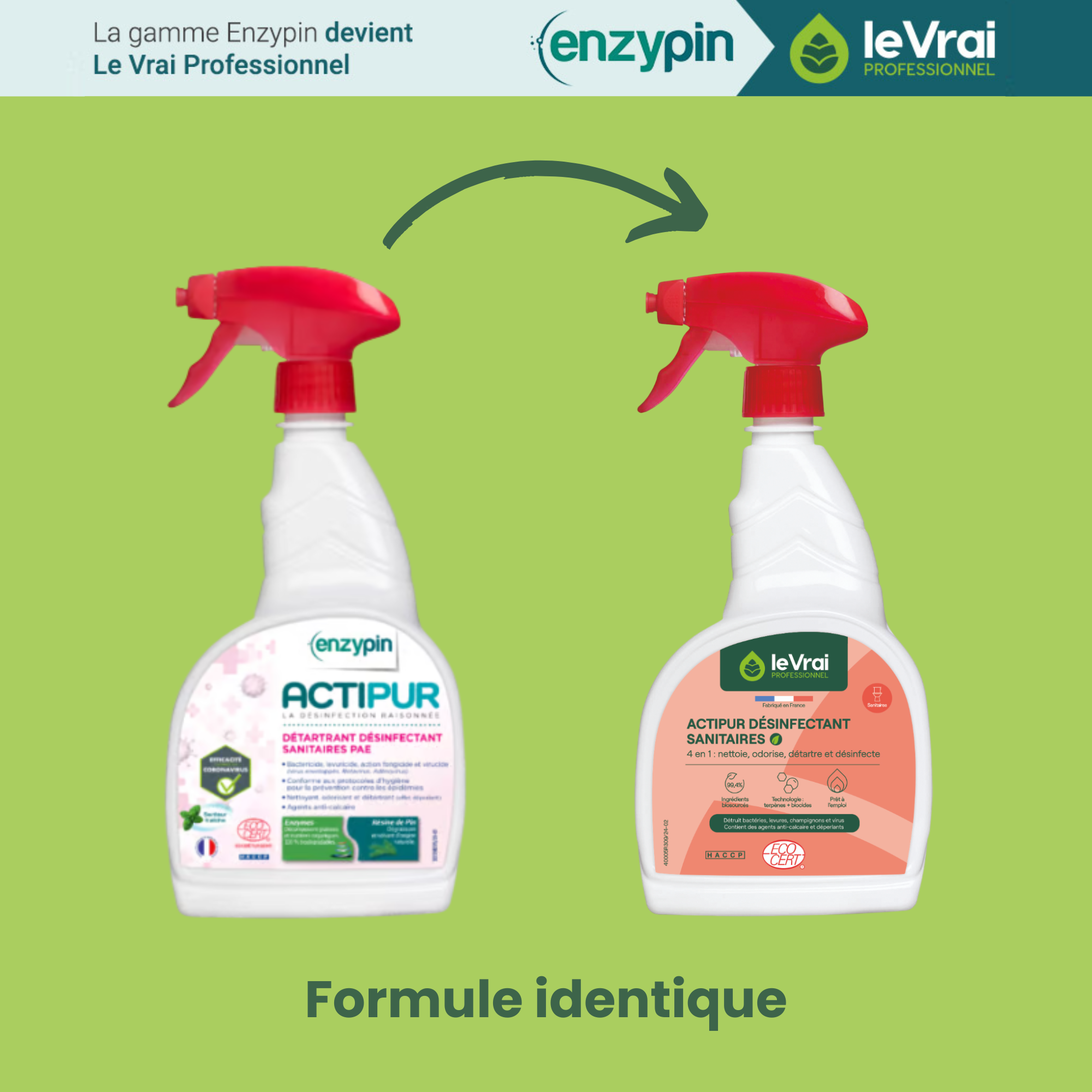 Détartrant désinfectant sanitaires Acti Pur PAE - Enzypin - carton de 6 x 750 ml