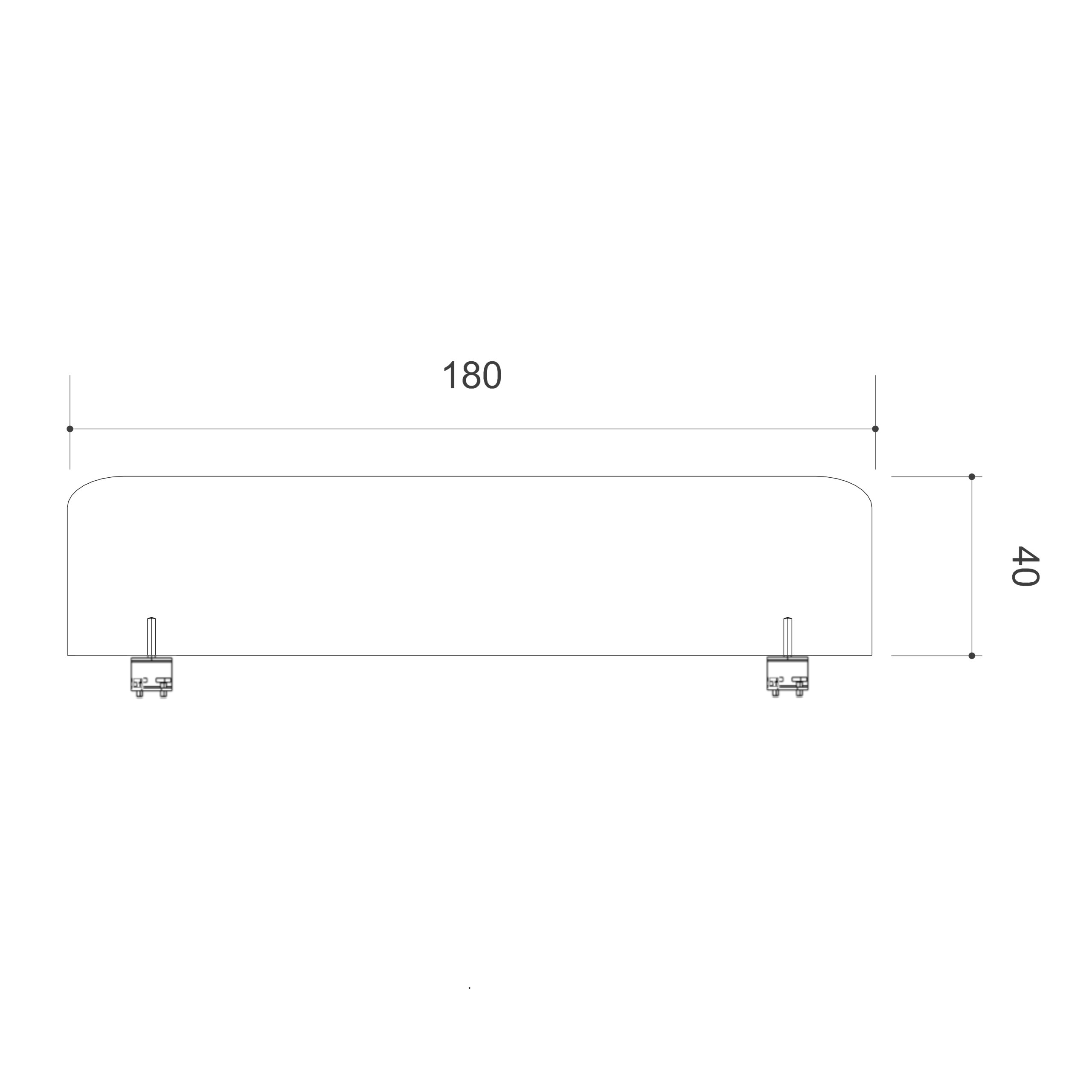 Ecran de séparation pour bureau isolé Arial - l. 180 cm - mélaminé