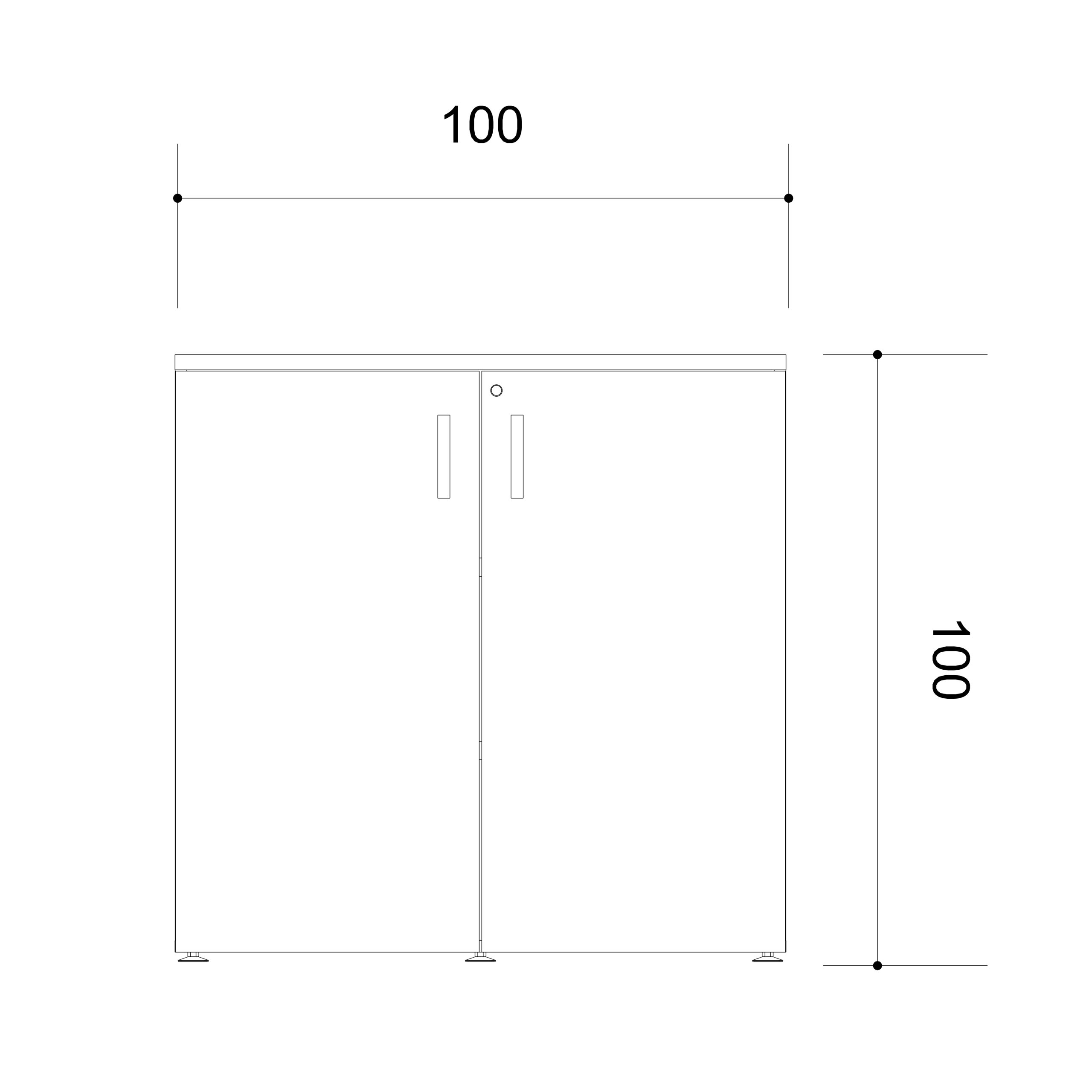 Armoire mélaminé Arial - h100 x l. 100 cm - 2 tablettes - portes battantes