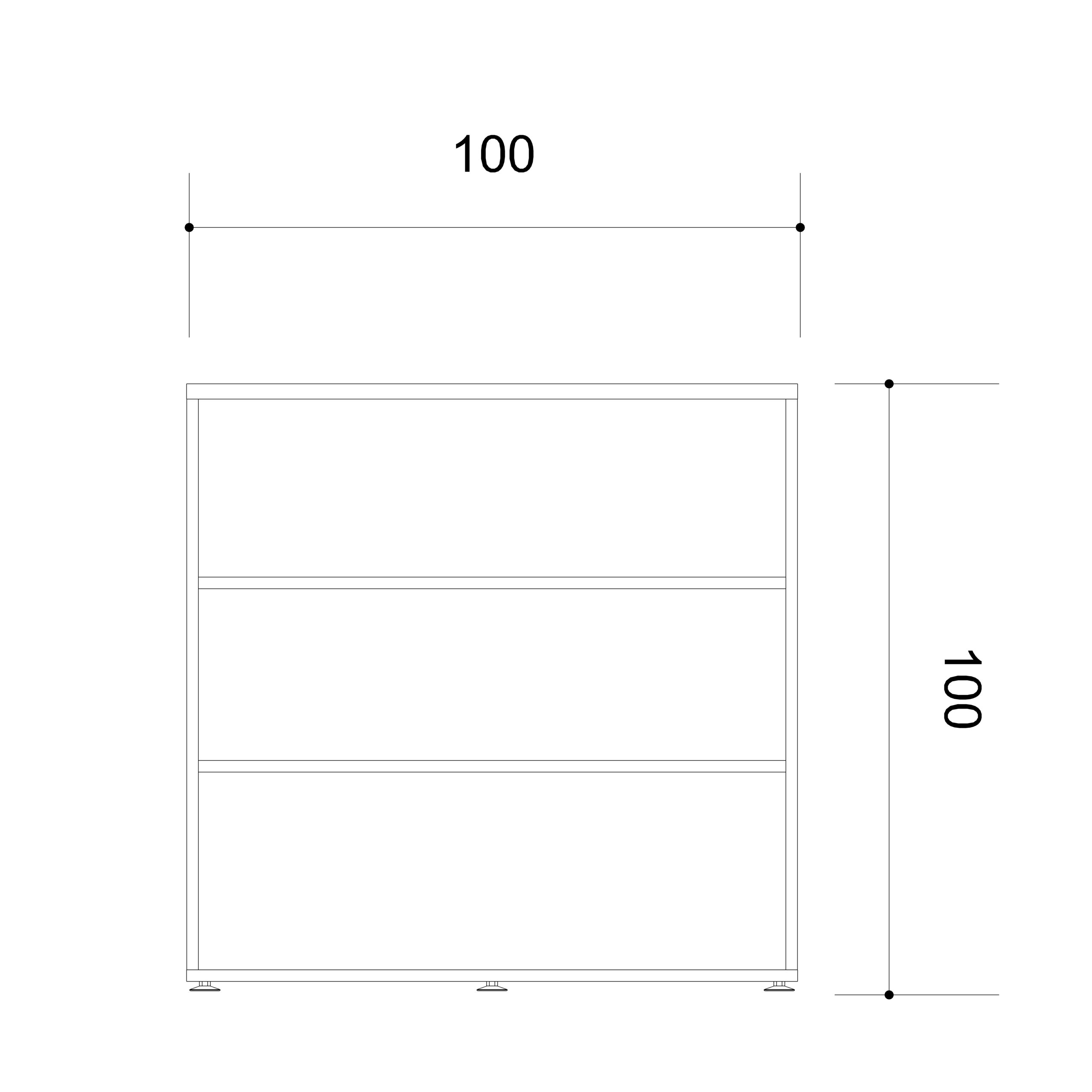 Bibliothèque ouverte mélaminé Arial - h. 100 x l. 100 cm - 2 tablettes