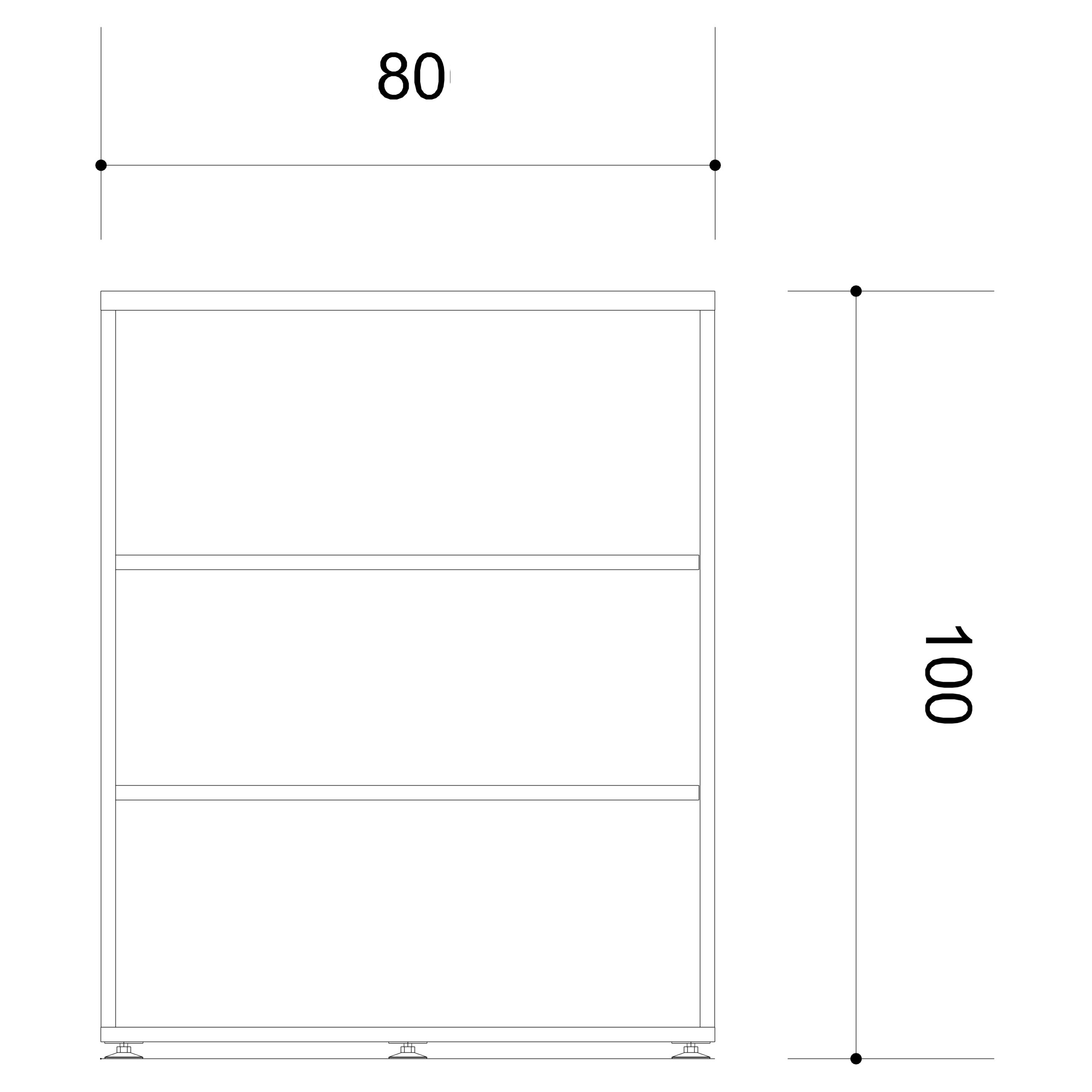 Bibliothèque ouverte mélaminé Arial - h. 100 x l. 80 cm - 2 tablettes