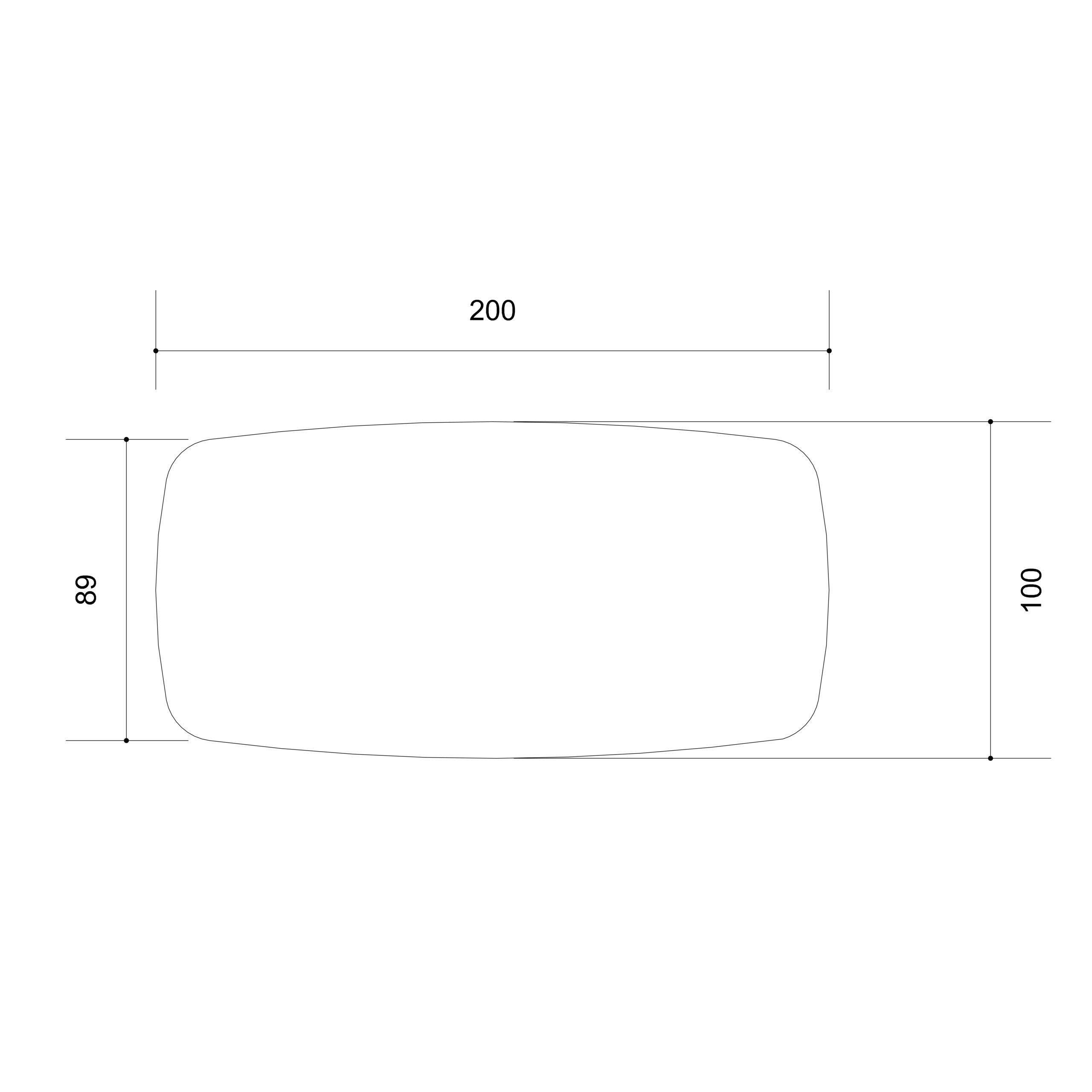 Table de réunion ovale 8 places Arial - l. 200 x pr. 100 cm - 4 pieds