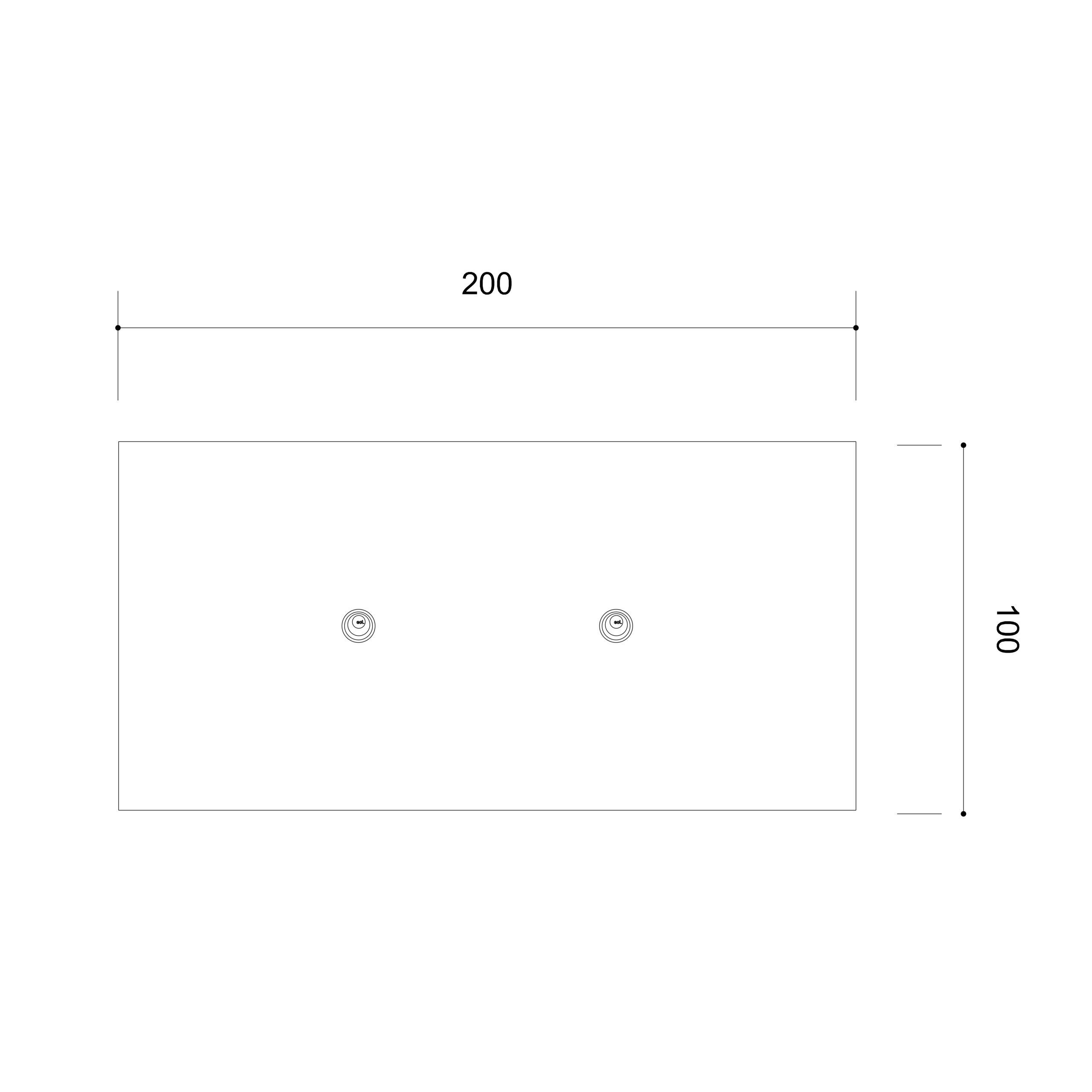 Table de réunion rectangulaire 8 places Arial - l. 200 x pr. 100 cm - 2 obturateurs - piètement arche