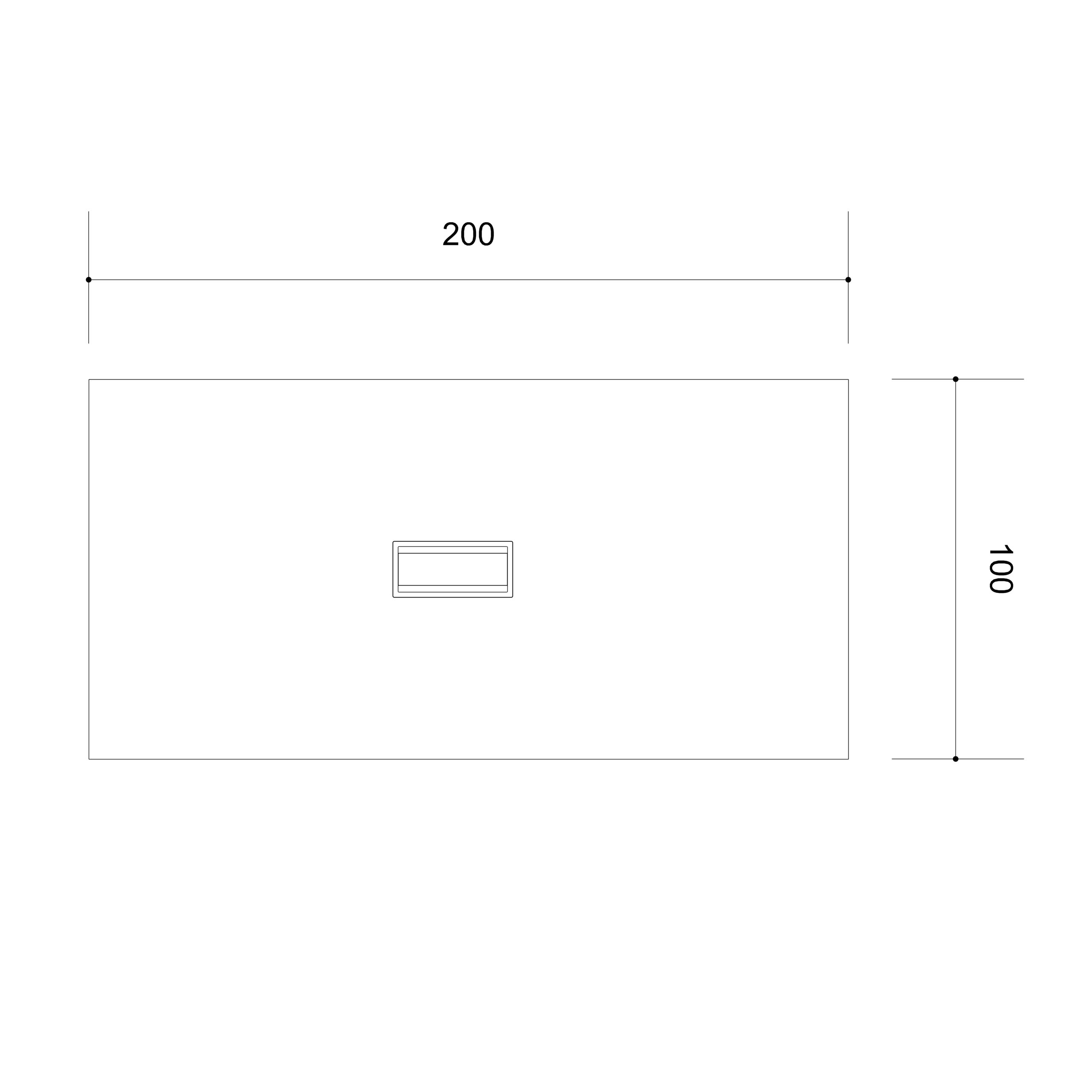 Table de réunion rectangulaire 8 places Arial - l. 200 x pr. 100 cm - 1 trappe - piètement arche