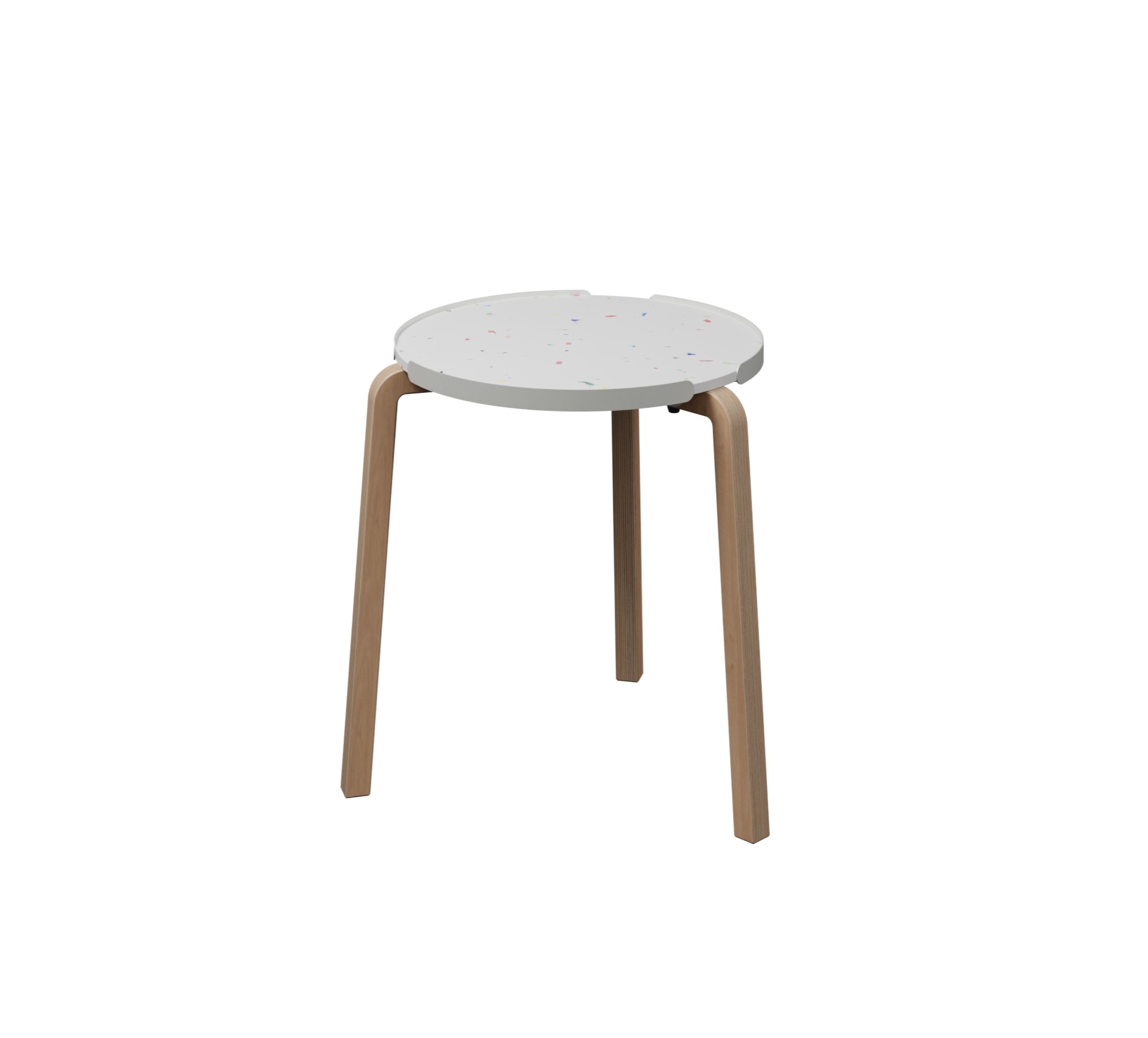 Table basse ronde Pocus - Ø 44 cm - plateau PS 100 % recyclé - piétement bois