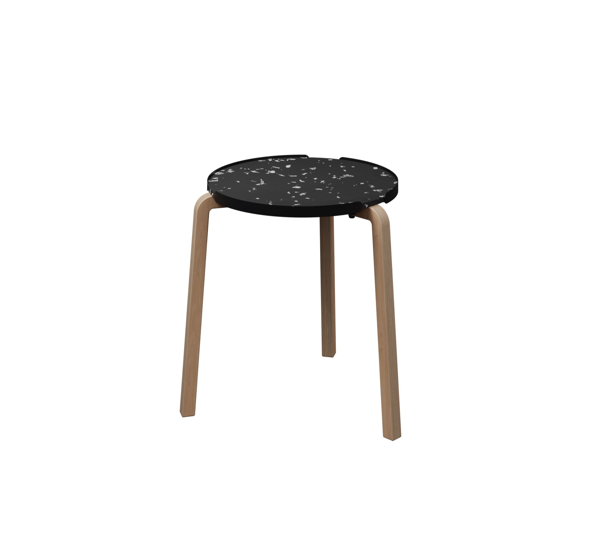 Table basse ronde Pocus - Ø 44 cm - plateau PS 100 % recyclé - piétement bois