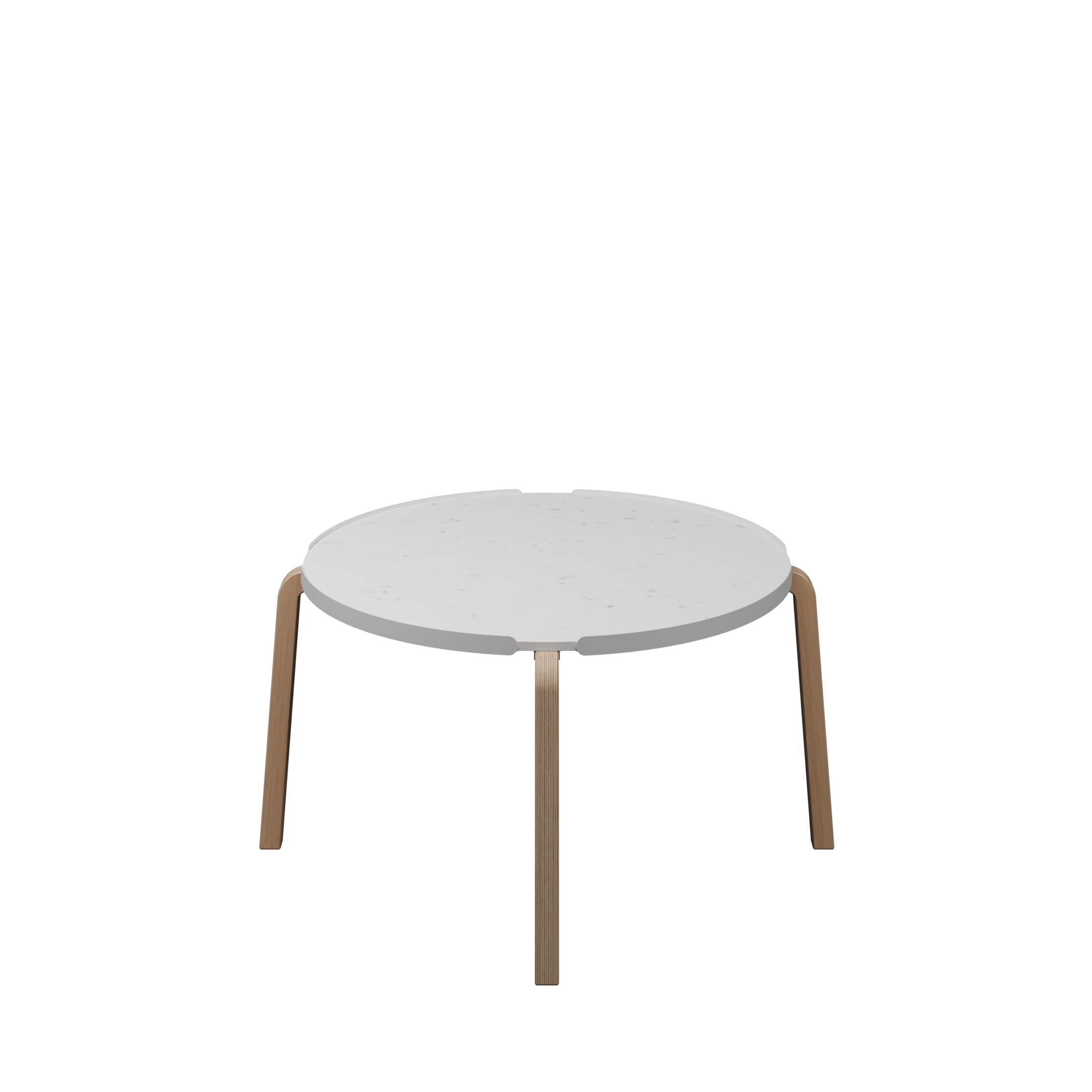 Table basse ronde Hocus - Ø 69 cm - plateau PS 100 % recyclé - piétement bois