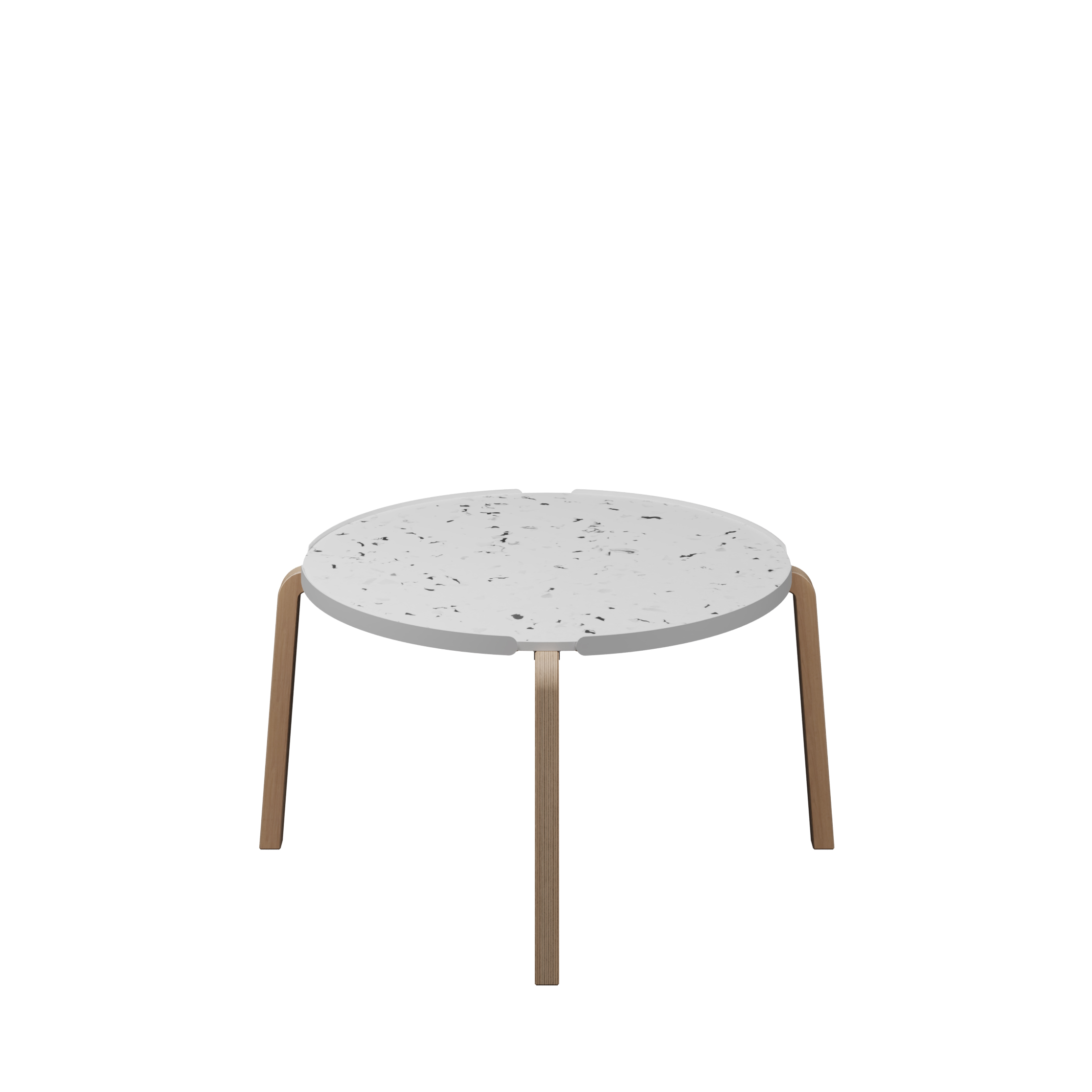 Table basse ronde Hocus - Ø 69 cm - plateau PS 100 % recyclé - piétement bois