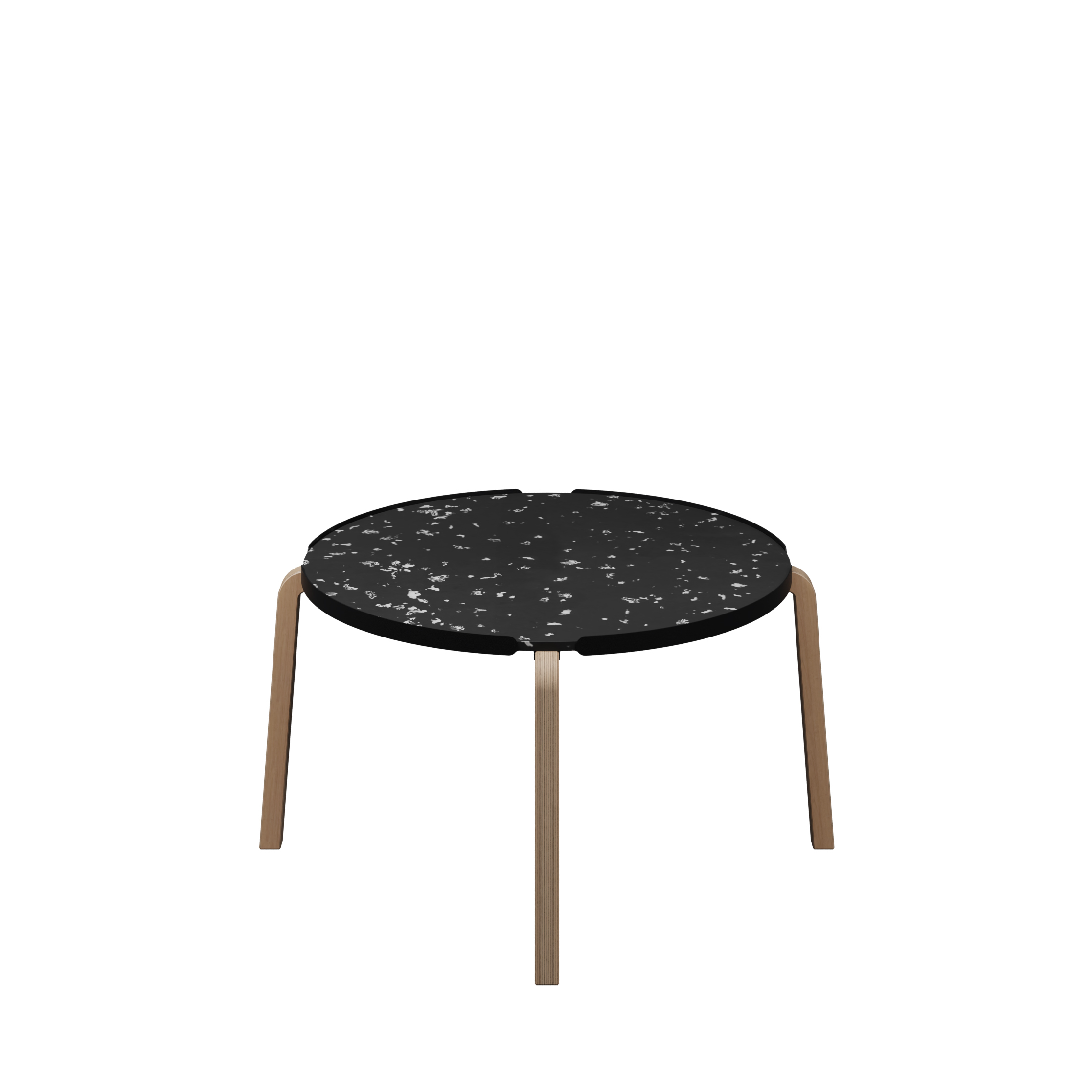 Table basse ronde Hocus - Ø 69 cm - plateau PS 100 % recyclé - piétement bois
