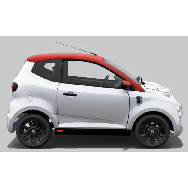 Véhicule électrique AIXAM - e-Minauto Chic 5,54 kWh - 75 km - Blanc - Toit rouge nacré - Arrêt