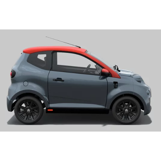 Véhicule électrique AIXAM - e-Minauto Chic 5,54 kWh - 75 km - Gris Titane - Toit rouge nacré - Arrêt