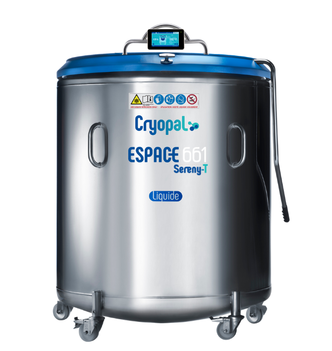 Cryoconservateur gaz Espace 661 + SB, SERENY-T BOX Indicateur niveau/T°, remplissage auto, kit de dégazage