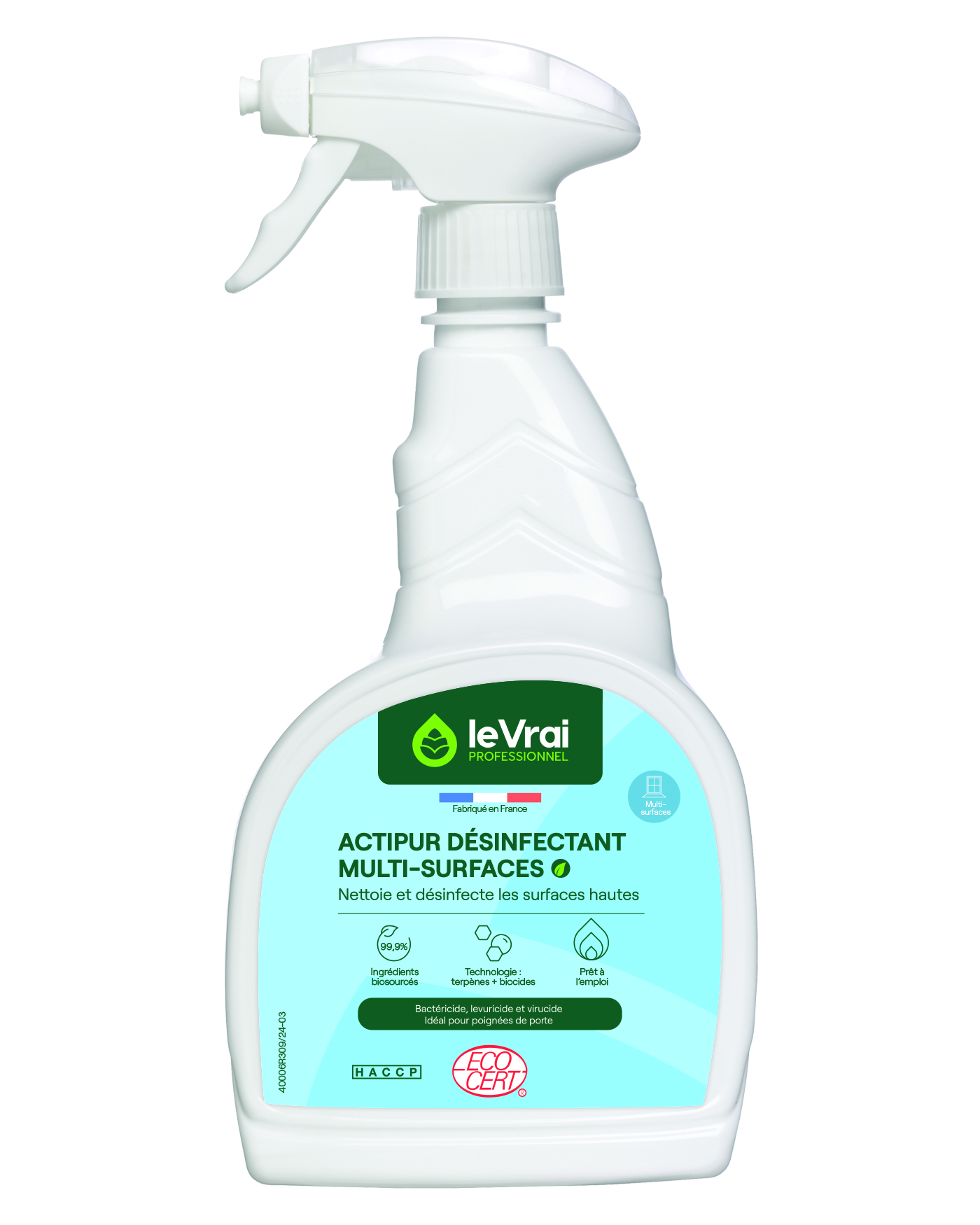 Détergent désinfectant virucide multisurfaces Actipur - 1 carton de 6 sprays de 750 ml