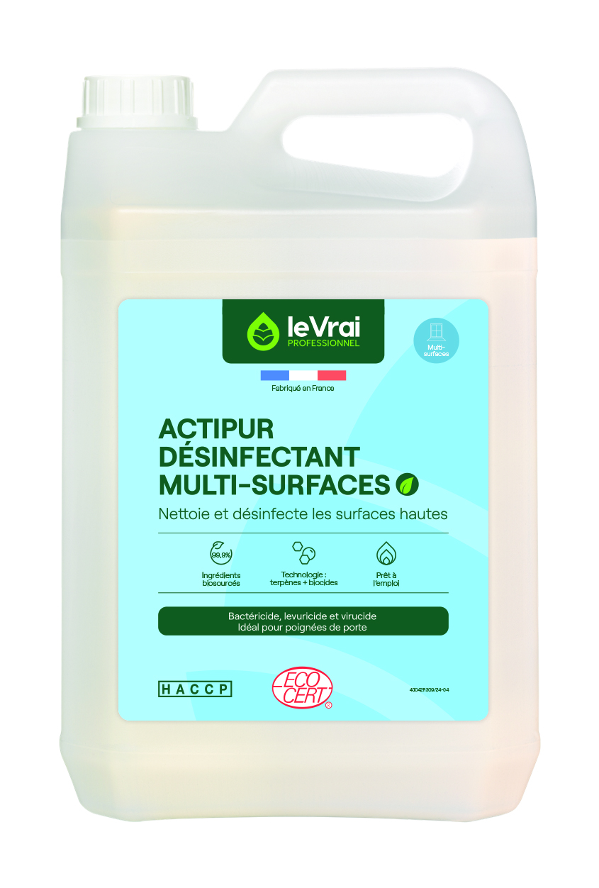 Détergent désinfectant virucide multisurfaces Actipur - 1 carton de 4 bidons de 5 l