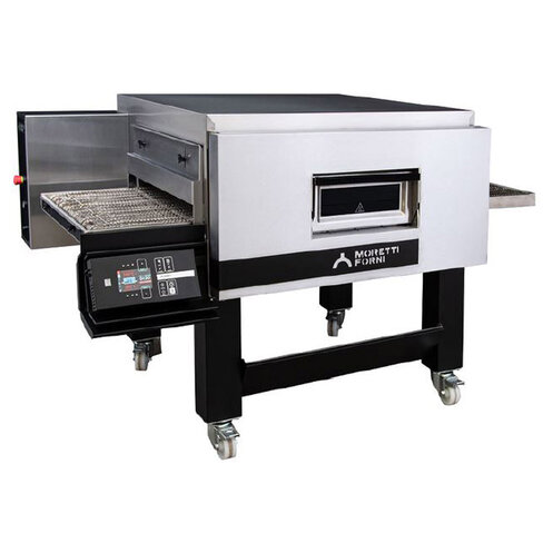 Four à à convoyeur à gaz pour pizza - sur support mobile - 1 chambre - tapis largeur 810 mm