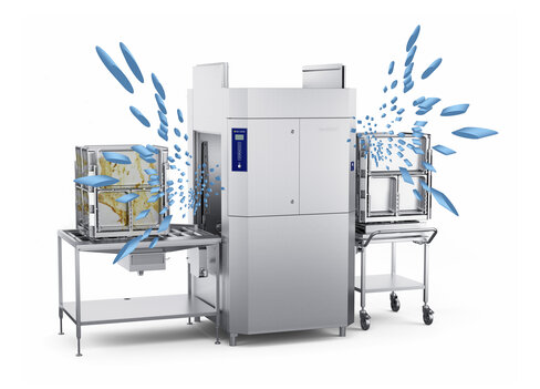 Lave-batterie à granules Metos WD100GR traversant - condenseur récupérateur de chaleur inclus
