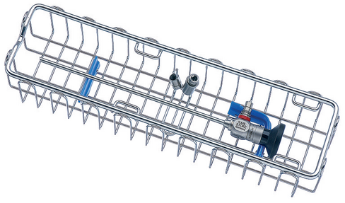 Container de stérilisation optique longueur utile inf 20 cm Panier inox autoclav large, couvercle, cales silicone