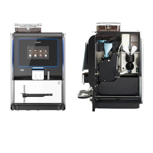 Machine à café avec broyeur de grains 1 bac- Animo à raccordement à eau - 125 conso/j.