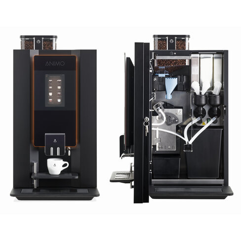 Machine à café avec broyeur de grains 3 bacs à raccordement à eau Animo 250 conso/j.