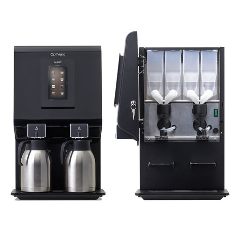 Machine à boisson chaude instantanée Animo double production simultanée à raccordement à eau 4 bacs