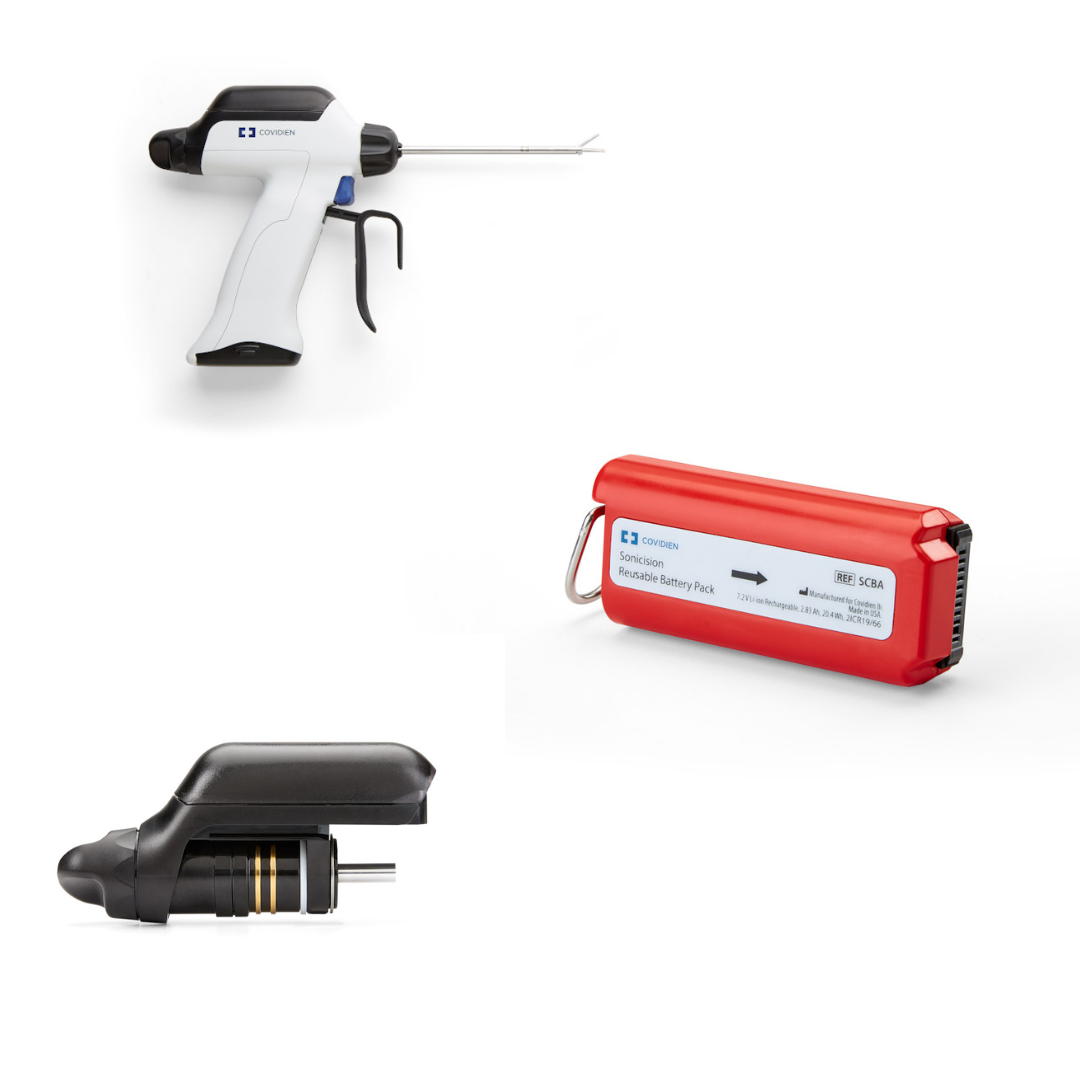 Pack large SONOCISION 7 - contient 72 dissecteurs CURVED JAW l. 13 cm + 4 générateurs SONICISION + 4 batteries + 1