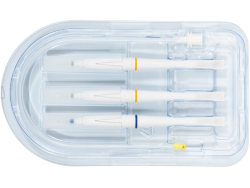 Trocart hybride EVA AVETA 25 / 27 gauge - lot de 6 - à usage unique - livré stérile - code couleur : bleu