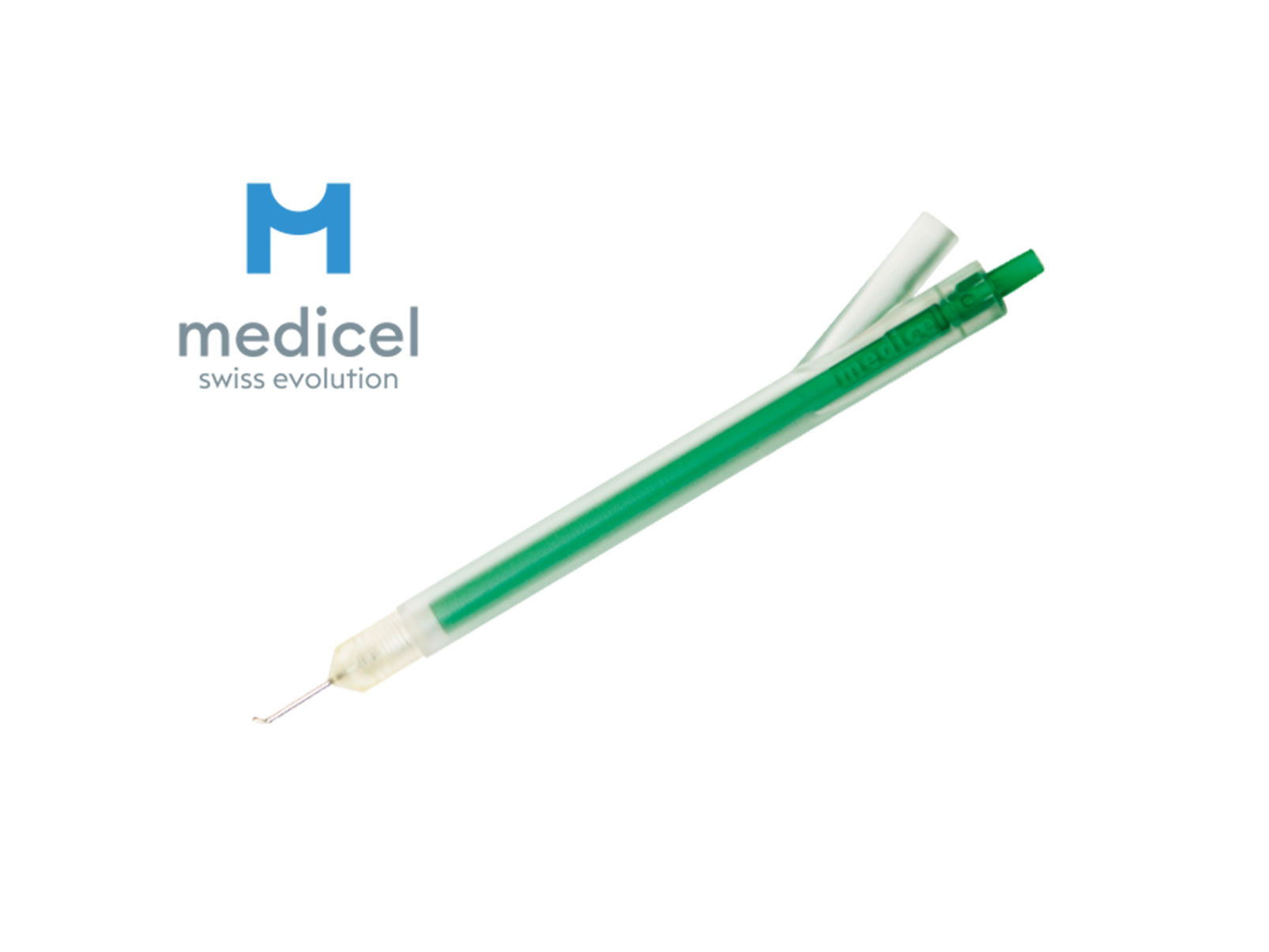 Pièce à main irrigation/aspiration usage unique - 1 asp coudé à 45° - 21G - orifice de 0 -35 mm avec asp poli.