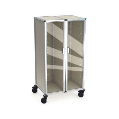 Chariot à desservir les plateaux en aluminium anodisé 2x30 plateaux GN - Exécution fermée