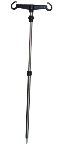 Tige porte-sérum télescopique inox 2 parties, 2 crochets