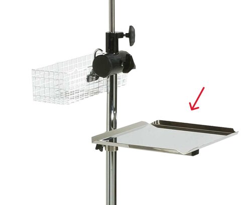 Plateau carré inox 34 x 30 cm pour pied à perfusion
