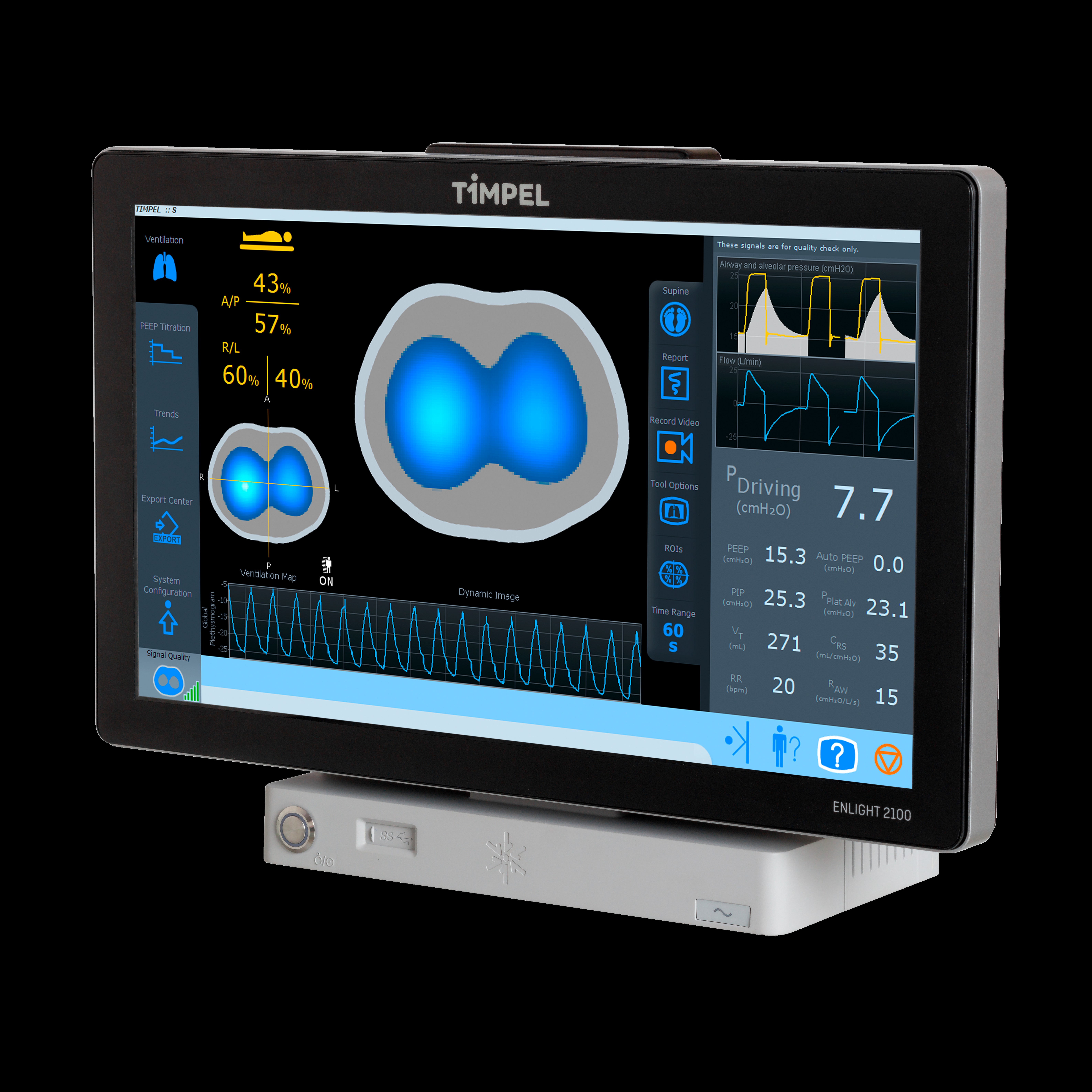 Dispositif ENLIGHT 2100 de TIMPEL - Mesure distribution ventilation par EIT - câble de référence inclus