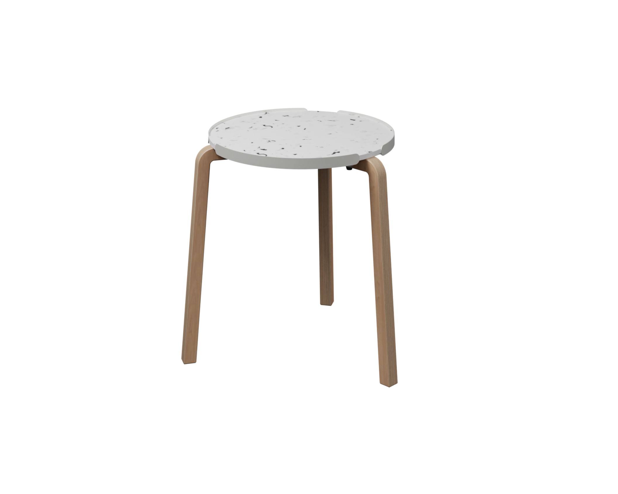 Table basse ronde Pocus - Ø 44 cm - plateau PS 100 % recyclé - piétement bois
