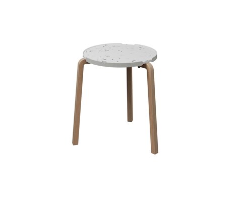 Table basse ronde Pocus - Ø 44 cm - plateau PS 100 % recyclé - piétement bois