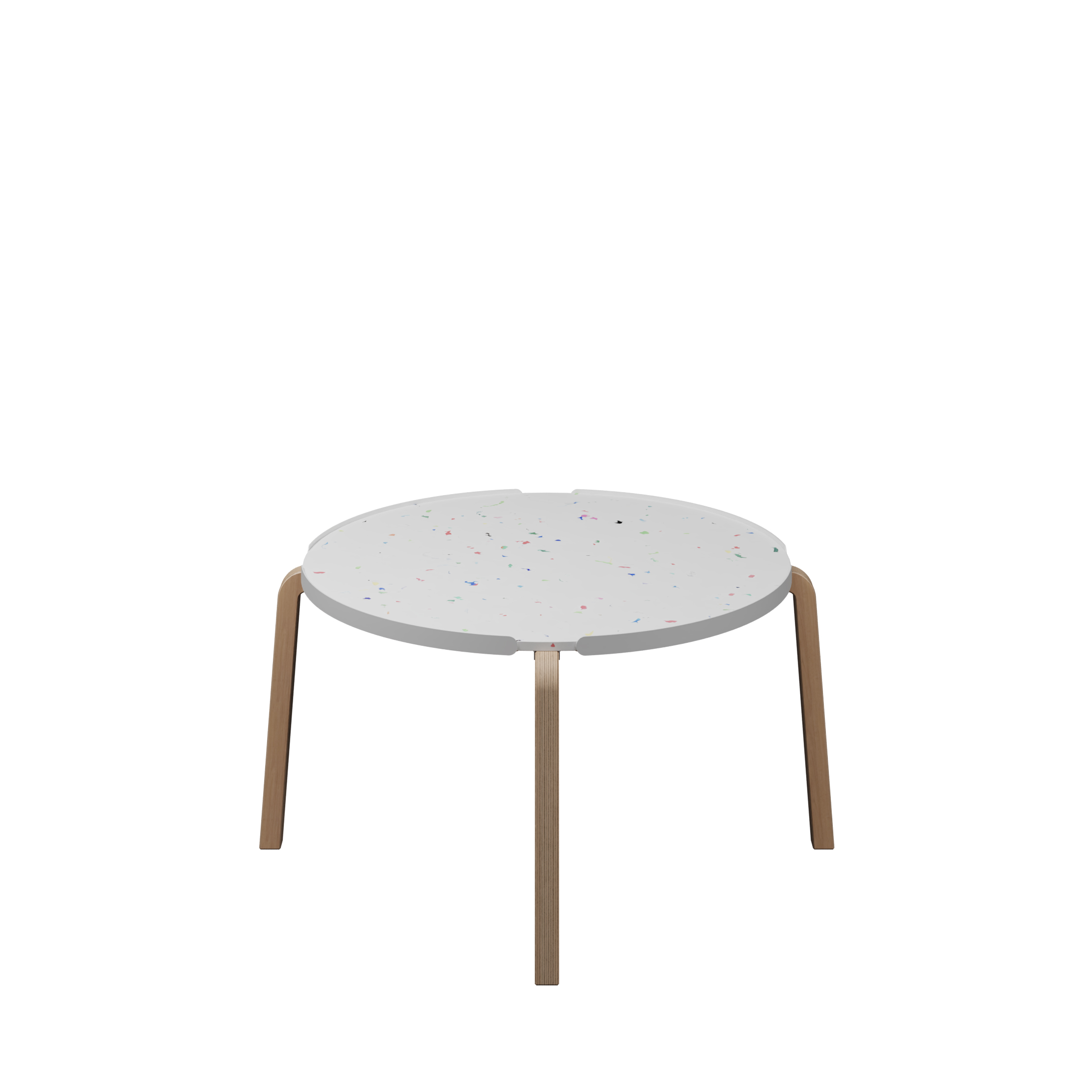Table basse ronde Hocus - Ø 69 cm - plateau PS 100 % recyclé - piétement bois