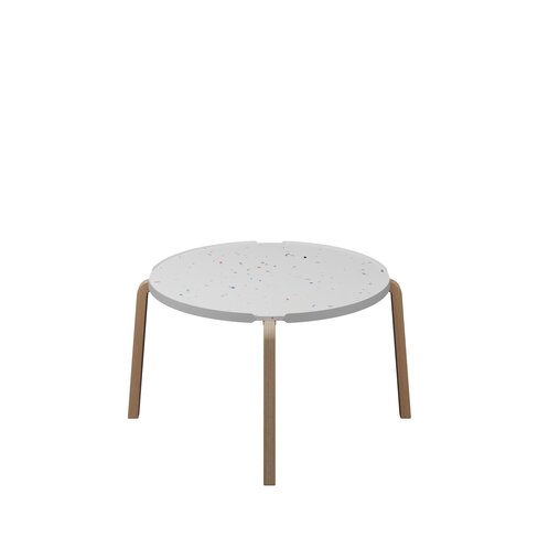 Table basse ronde Hocus - Ø 69 cm - plateau PS 100 % recyclé - piétement bois