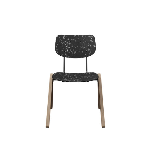 Chaise Mistinguette - plastique PEHD 100% recyclé - piètement bois - empilable