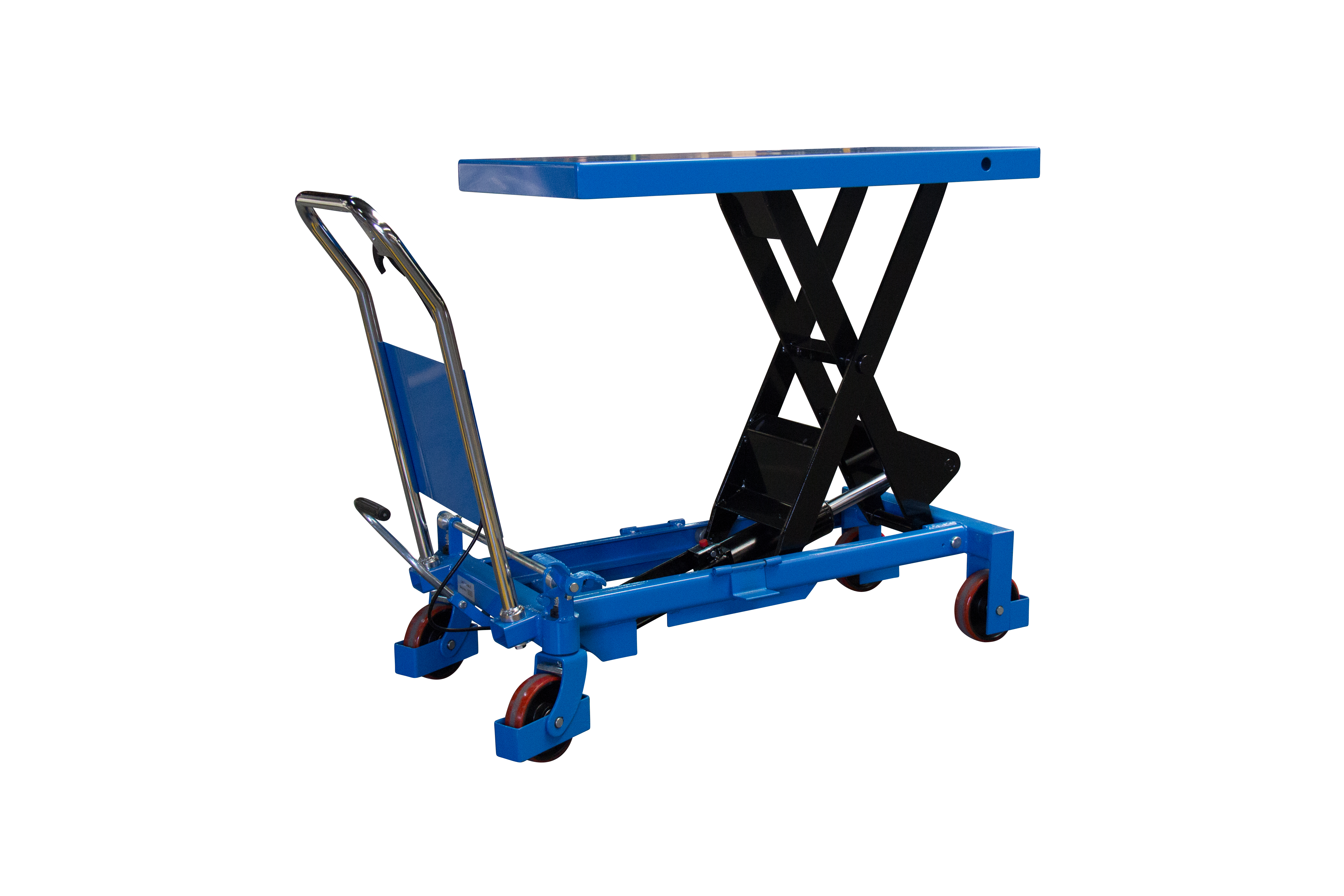 Table élévatrice simple ciseaux - 1000 kg - 700 x 450 mm - dossier repliable - levée hydraulique par pédale