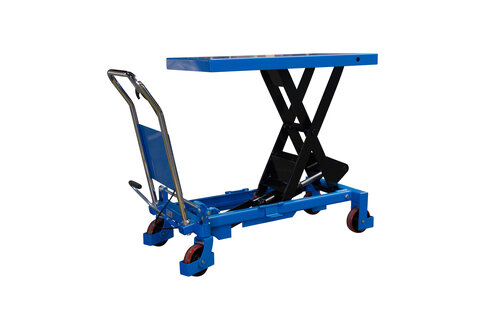 Table élévatrice simple ciseaux - 1000 kg - 700 x 450 mm - dossier repliable - levée hydraulique par pédale