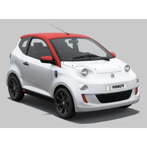 Véhicule électrique AIXAM - e-Minauto Chic 5,54 kWh - 75 km - Blanc - Toit rouge nacré - Arrêt