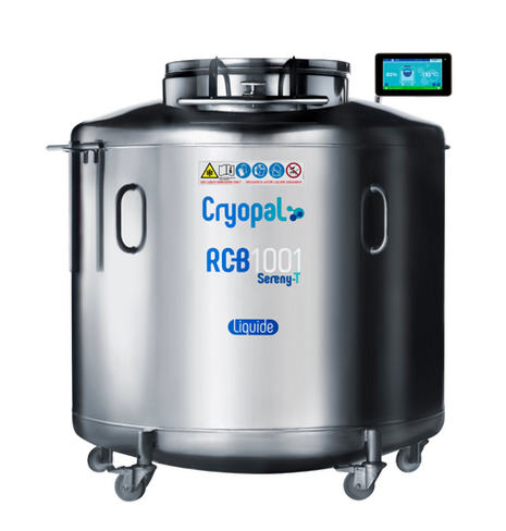 Cryoconservateur gaz RCB 1001 + SB, SERENY-T BOX-Indicateur niveau/T°, remplissage auto, kit de dégazage