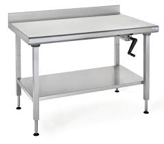 Table ergonomique inox adossée fixe à hauteur variable - avec étagère - l. 100 cm